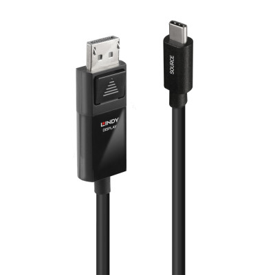 Adapterio Kabelis - LINDY USB Type C į DP 8K60 Adapterio Kabelis, 7680x4320@60Hz, 1 m, Juodas