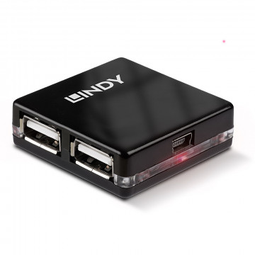 USB Hub - LINDY 4 Prievadų USB 2.0 Mini Hub 480Mbps