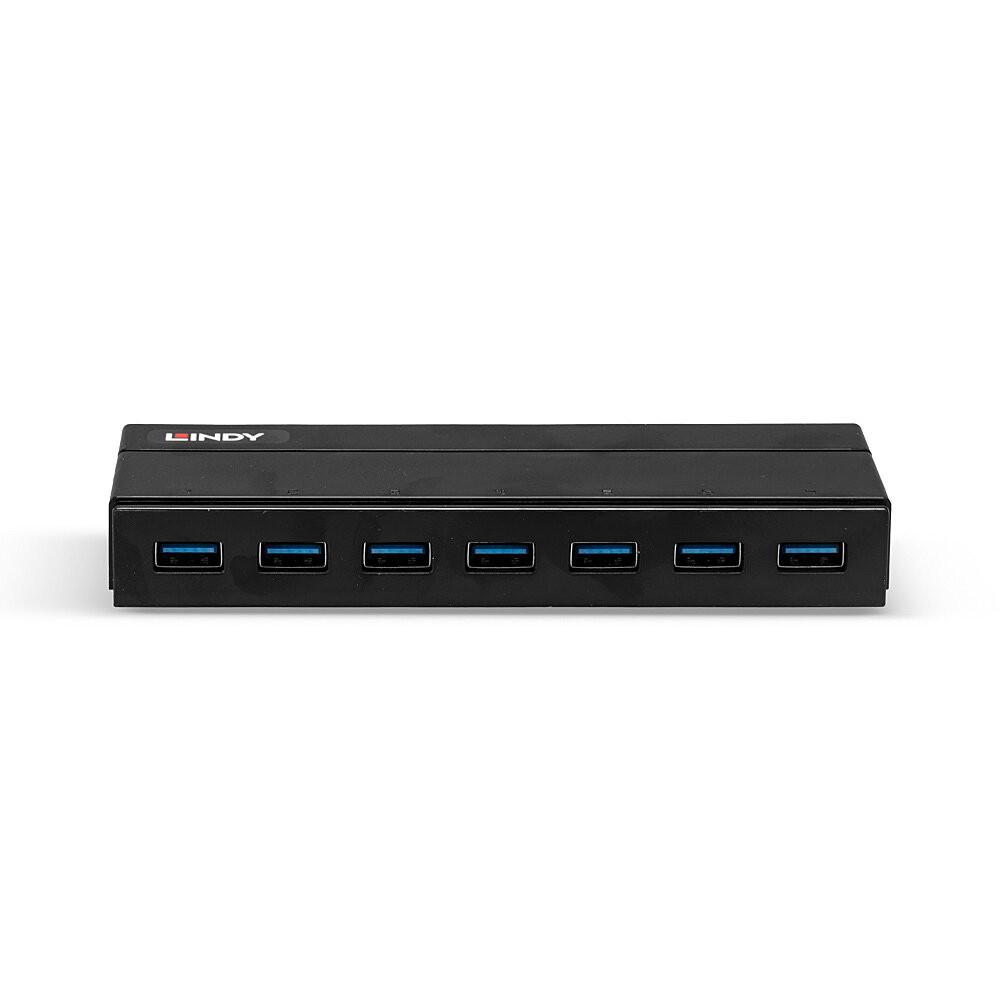 USB Hub - LINDY 7 Jungčių USB 3.0 Hub, BC 1.2 Krovimas, Juodas