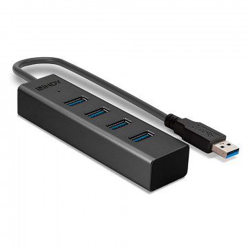 USB Hub - LINDY USB 3.0 Hub, 4 Jungtys, Juodas