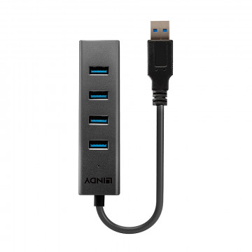 USB Hub - LINDY USB 3.0 Hub, 4 Jungtys, Juodas