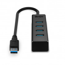 USB Hub - LINDY USB 3.0 Hub, 4 Jungtys, Juodas