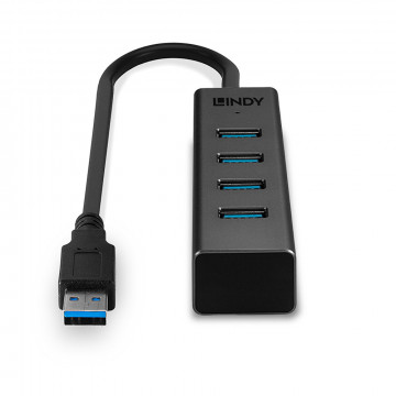 USB Hub - LINDY USB 3.0 Hub, 4 Jungtys, Juodas