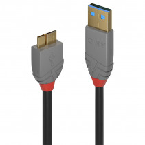 USB Laidas - LINDY Anthra Line USB 3.2 Tipo A į Micro-B Laidas, M/M, 5Gbps, 0.5 m, Juodas