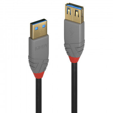 USB Prailginimo Laidas - LINDY Anthra Line USB 3.2 M/F Laidas, 5Gbps, 2 m, Juodas