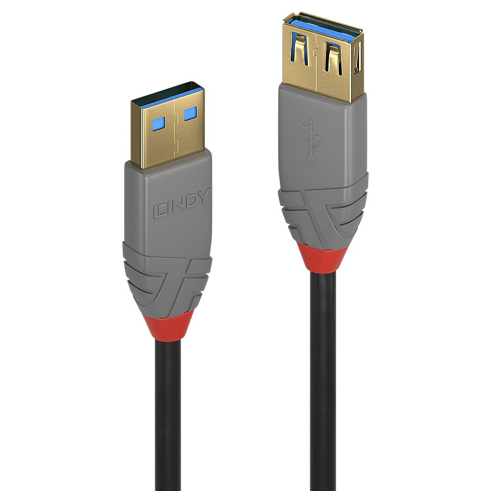 USB Prailginimo Laidas - LINDY Anthra Line USB 3.2 M/F Laidas, 5Gbps, 3 m, Juodas