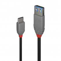 Adapteris - LINDY Anthra Line USB 3.2 Type C į A Adapterio Laidas, 10Gbps, 0.15 m, Juodas