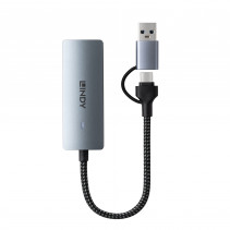 Tinklo Adapteris - LINDY USB 3.2 Gen 1 į 5G Ethernet Konverteris, 5Gbps, USB tipo A/C, Pilkas