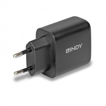 Įkroviklis - LINDY USB 2 x Type C GaN Įkroviklis, 65W, Juodas