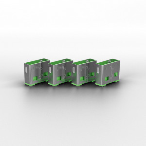 USB Priedas - LINDY USB A Prievado Blokatorius 4 vnt. + Raktas, 55x19x12mm, Žalias