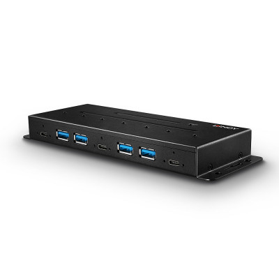 USB Hub - LINDY 7 Prievadų USB 3.2 Gen 2 Metalinis Hub, 10Gbps su Maitinimu