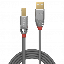 USB Laidas - LINDY Cromo Line USB 2.0 Type A į B Laidas, M/M, 3 m, Pilkas