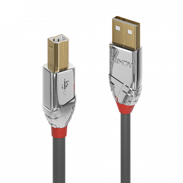 USB Laidas - LINDY Cromo Line USB 2.0 Type A į B Laidas, M/M, 3 m, Pilkas