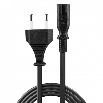 Maitinimo Laidas - LINDY Euro Kištukas į C7, 2 m, 2.5A/250V, PVC, Varis, Juodas