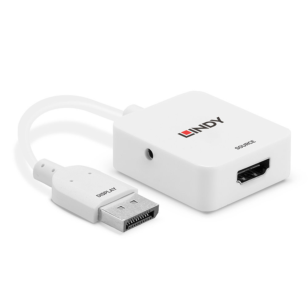 Adapteris - LINDY HDMI 18G į DisplayPort 1.2 Konverteris, 3840x2160@60Hz, Baltas