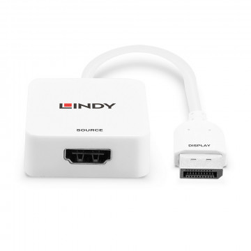Adapteris - LINDY HDMI 18G į DisplayPort 1.2 Konverteris, 3840x2160@60Hz, Baltas