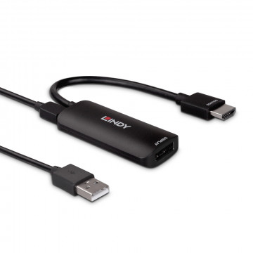 Adapteris - LINDY HDMI 8K60 į DisplayPort 1.4 Konverteris, 7680x4320@60Hz, 48Gbps, Juodas