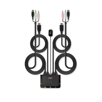 KVM Switch - LINDY 2 Prievadų HDMI 4K30, USB 2.0 Garso KVM Switch, Juodas