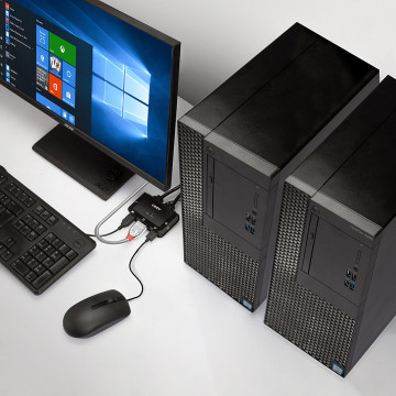 KVM Switch - LINDY 2 Prievadų HDMI 4K30, USB 2.0 Garso KVM Switch, Juodas