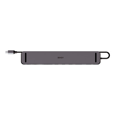 USB C Dokavimo Stotis - LINDY Plugable DST-Mini XT 810 8K/4K60, 100W PD, USB 3.2, Gigabit Ethernet, Pilka