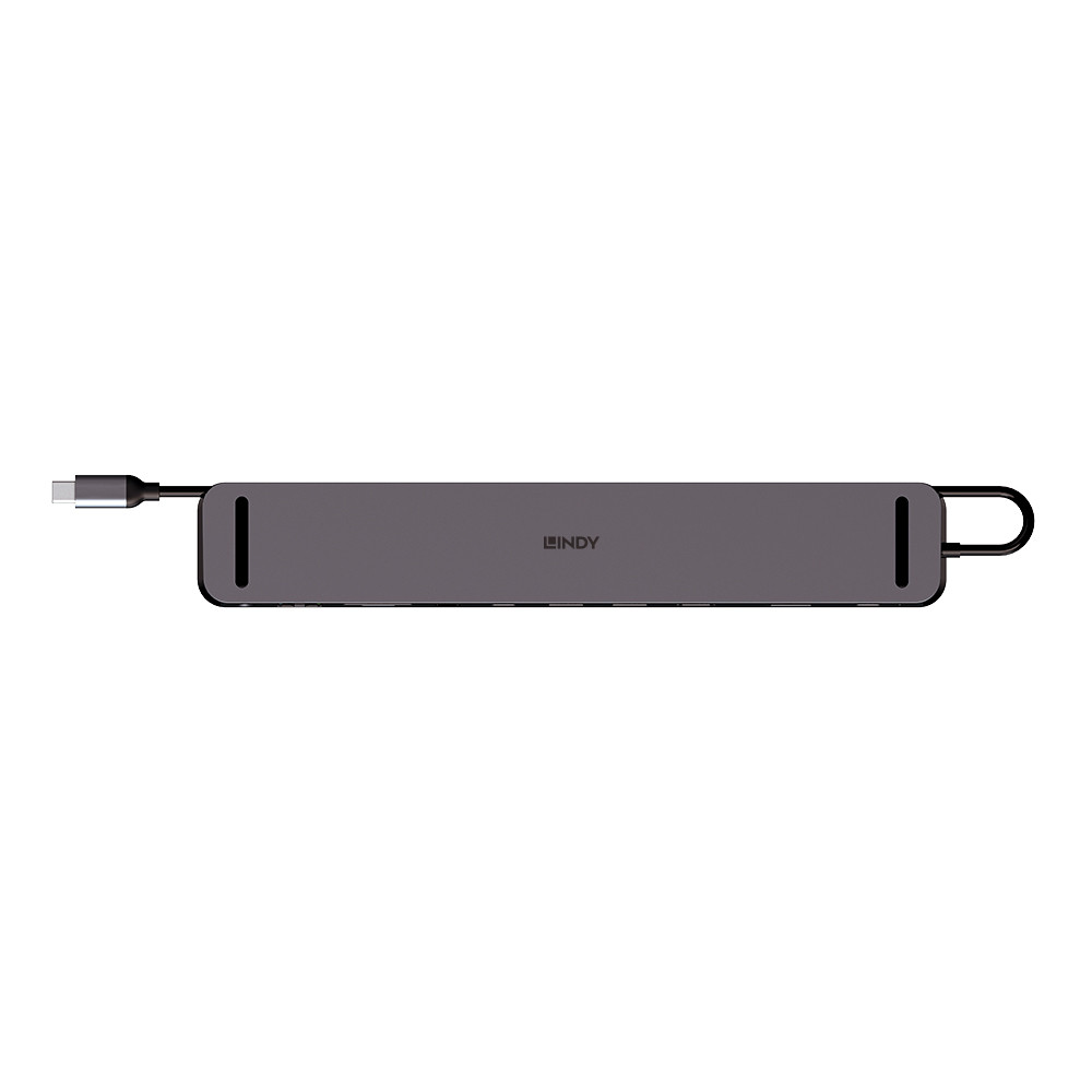 USB C Dokavimo Stotis - LINDY Plugable DST-Mini XT 810 8K/4K60, 100W PD, USB 3.2, Gigabit Ethernet, Pilka