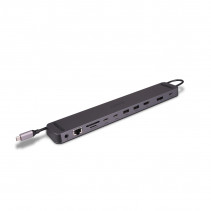 USB C Dokavimo Stotis - LINDY Plugable DST-Mini XT 810 8K/4K60, 100W PD, USB 3.2, Gigabit Ethernet, Pilka