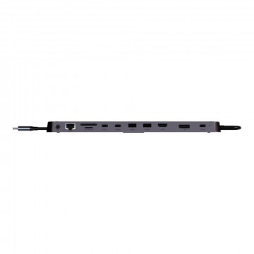 USB C Dokavimo Stotis - LINDY Plugable DST-Mini XT 810 8K/4K60, 100W PD, USB 3.2, Gigabit Ethernet, Pilka