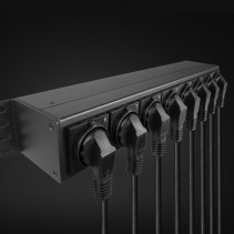 Maitinimo Blokas - LINDY 1.5U 8 Schuko lizdai, PDU, 3500W, 250VAC, 16A, Horizontalus Stovas, Juodas