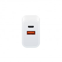 Įkroviklis - LINDY 30W USB Type A ir C Įkroviklis, Dvigubas Prievadas, PD Kompaktiškas Dizainas, Baltas